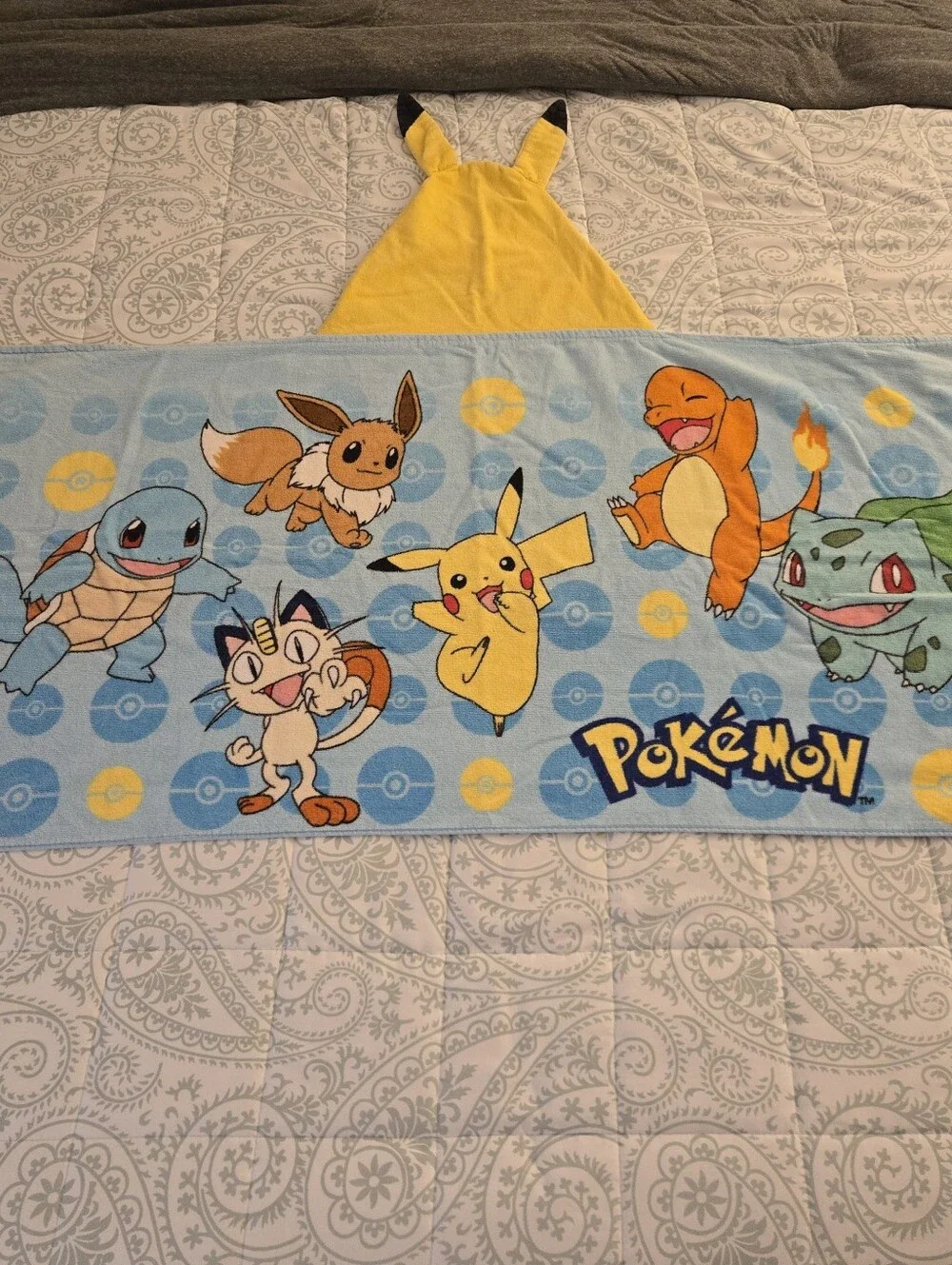 Kids' Pokemon Pikachu Kids Cotton Hooded Towel & Pokemon Towel